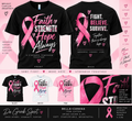 Faith Strength Hope Always Breast Cancer Awareness tee redesigned front and back
