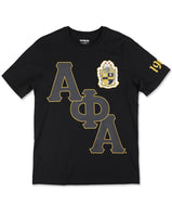 Alpha Phi Alpha - Embroidered & Printed Heavy Weight Tee (Black)