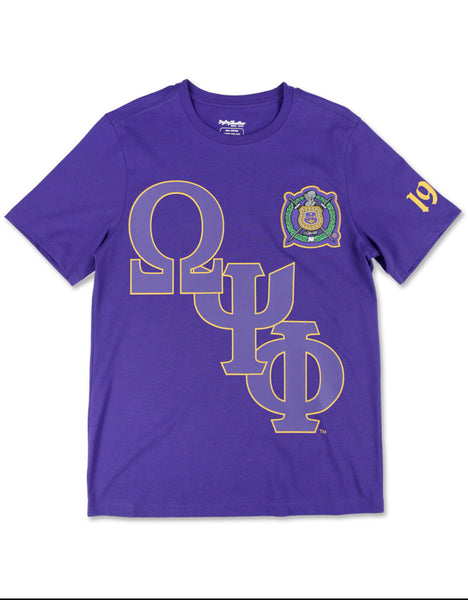 Omega Phi Psi - Embroidered & Printed Heavy Weight Tee ( Purple)