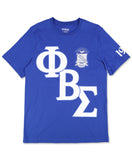 Phi Beta Sigma - Embroidered & Printed Heavy Weight Tee (Blue)