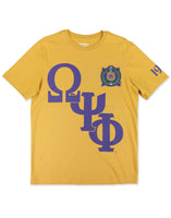 Omega Phi Psi - Embroidered & Printed Heavy Weight Tee (Gold)