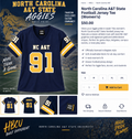 North Carolina A&T State women's navy and gold football jersey tee