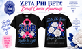 Zeta Phi Beta breast cancer awareness front and back printed T-shirt with white roses