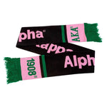 Alpha Kappa Alpha - Knit Scarf (Black/Green fringe)