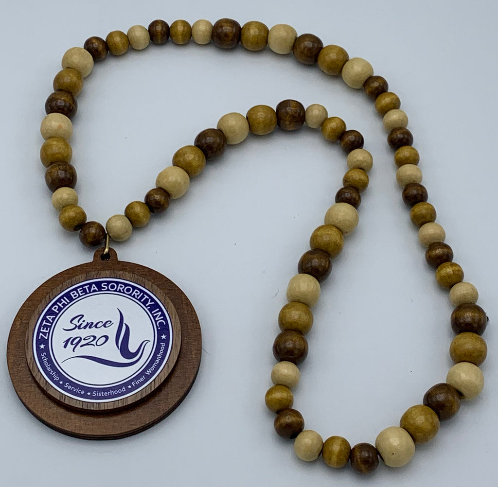 Zeta Phi Beta - Beaded Tiki Necklace w/Crest