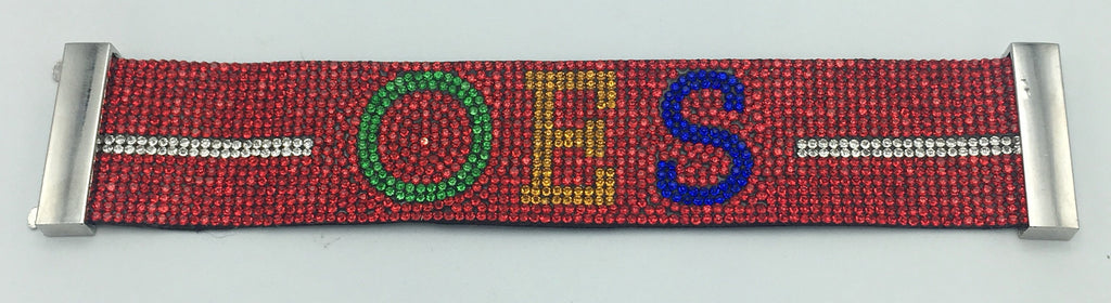 Order of The Eastern Star - Red Bling Bracelet w/Magnetic Closers