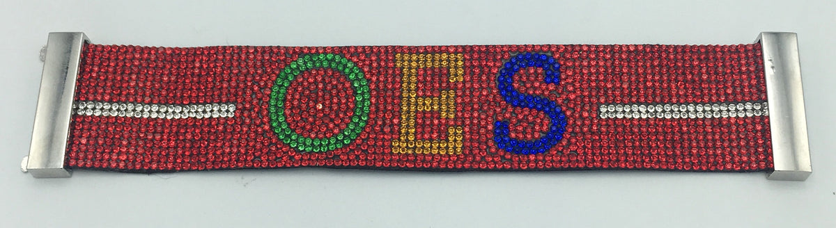 Order of The Eastern Star - Red Bling Bracelet w/Magnetic Closers