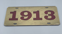 Delta Sigma Theta - 1913 w/Embossed Letters Gold Mirror License Plate