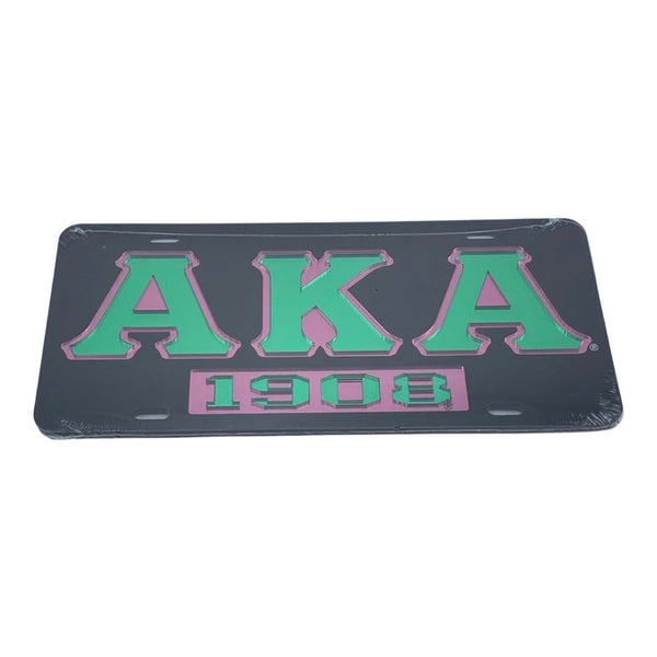 Alpha Kappa Alpha - 1908 w/Letters Black Mirror License Plate