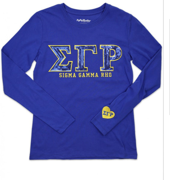 Sigma Gamma Rho - Long Sleeve Tee w/heart (Blue)