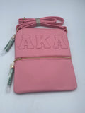 Alpha Kappa Alpha - Embossed Cross Body Bag (Pink)