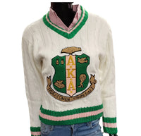 Alpha Kappa Alpha - V-Neck  Cream Chenille Sweater