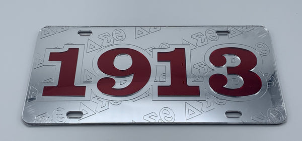 Delta Sigma Theta - 1913 w/Embossed Letters Mirror License Plate