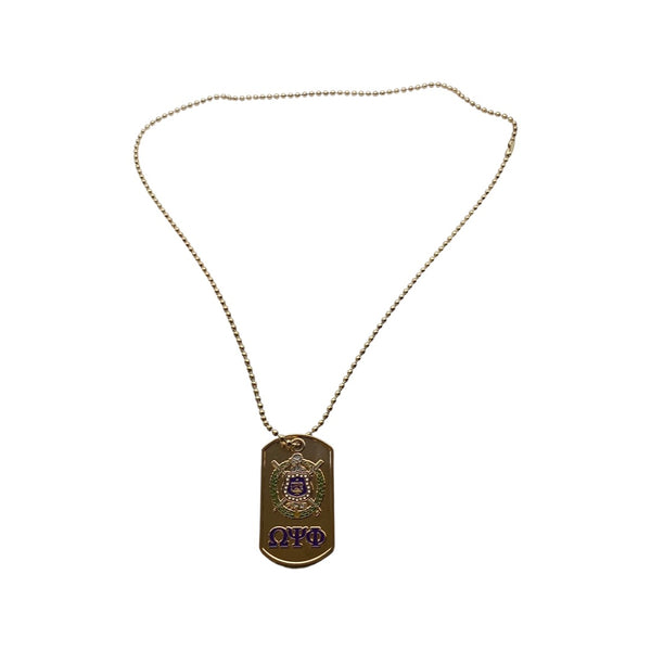 Omega Psi Phi - Dog Tag Necklace (Gold)