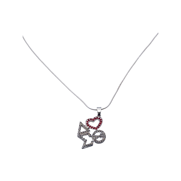Delta Sigma Theta - Bling Necklace w/Heart (Silver)