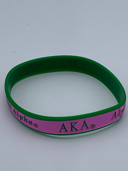 Alpha Kappa Alpha - Silicone Wrist Band (Striped)