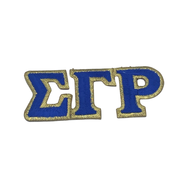 Sigma Gamma Rho - 3” Long Embroidered Patch Connected Letter Set (Iron on) Blue