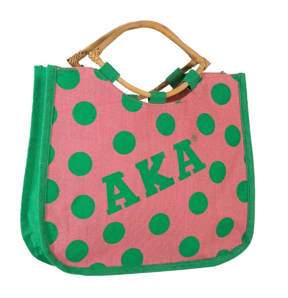 Alpha Kappa Alpha - Polka Dot Jute Bag