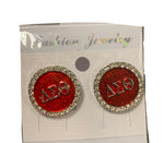 Delta Sigma Theta - 1” Bling Round w/Letters Outlined in Rhinestones Earings