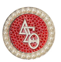 Delta Sigma Theta - 1.75” Bling Round w/Letters Outlined in Pearls Brooch