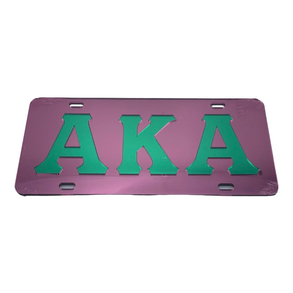 Alpha Kappa Alpha - Pink Mirror w/Green Letters License Plate