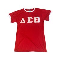 Delta Sigma Theta  -  (Red) Ringer Tee w/Satin Letters