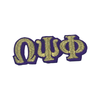 Omega Psi Phi - 3” Long Embroidered Patch Connected Letter Set (Iron on) Gold