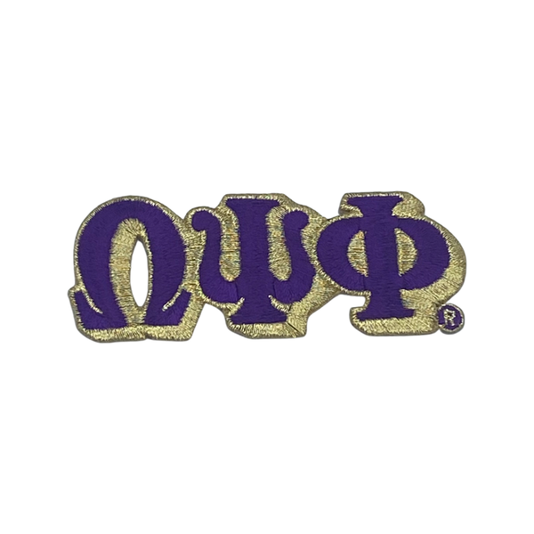 Omega Psi Phi - 3” Long Embroidered Patch Connected Letter Set (Iron on) Purple