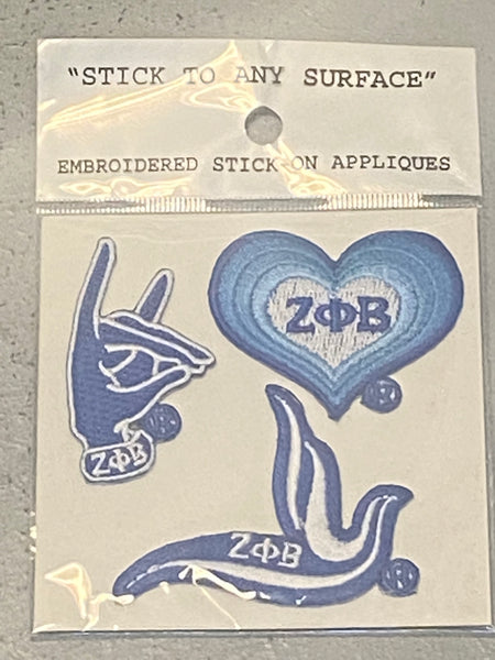 Zeta Phi Beta - 3 Pack Embroidered StIckers (Any Hard Surface) Pack 2