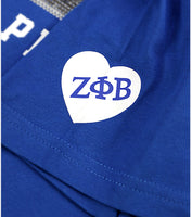 Zeta Phi Beta - Sequin Tee w/Heart (Blue)