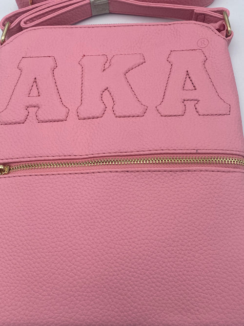 Alpha Kappa Alpha - Embossed Cross Body Bag (Pink)