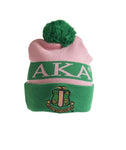 Alpha Kappa Alpha - Knit Beanie Hat w/PomPom