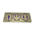 Omega Psi Phi - Outlined Gold Mirror License Plate w/Gold Letters