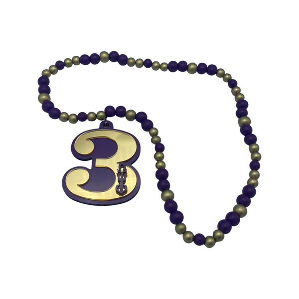 Omega Psi Phi -Beaded Line Number Tiki Necklace #3