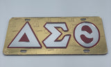 Delta Sigma Theta - Letters w/Embossed Lady Fortitude Gold Mirror License Plate