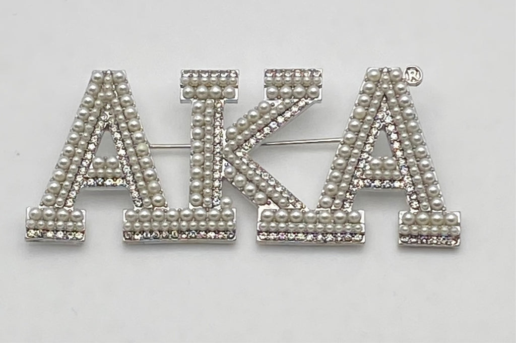 Alpha Kappa Alpha - 2.75” Large Pearl Letter Brooch