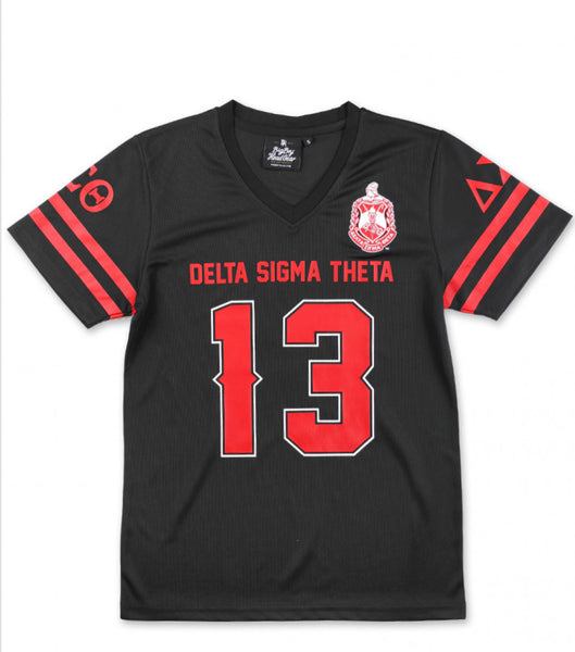 Delta Sigma Theta - Football Jersey Tee (Black)