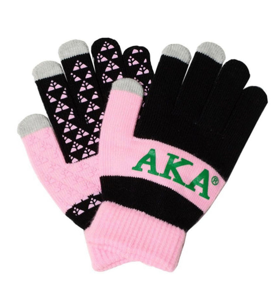 Alpha Kappa Alpha - Knit Texting Gloves (Black)