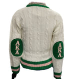 Alpha Kappa Alpha - V-Neck  Cream Chenille Sweater