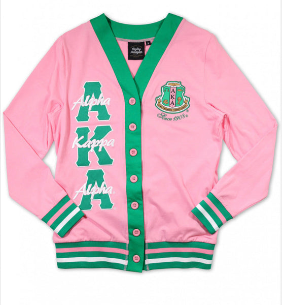 Alpha Kappa Alpha - Light Weight Cardigan (Pink/Green)