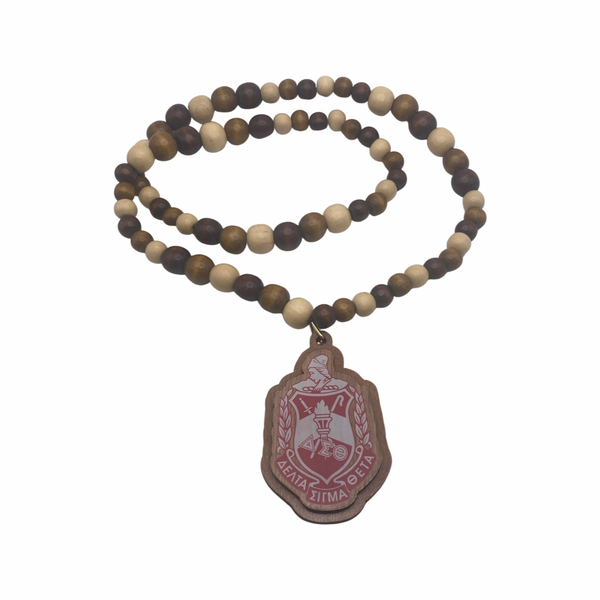 Delta Sigma Theta - Beaded Tiki Necklace w/Shield