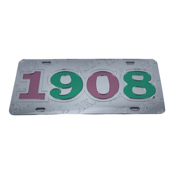 Alpha Kappa Alpha - 1908  Silver w/Embossed Letters Mirror License Plate
